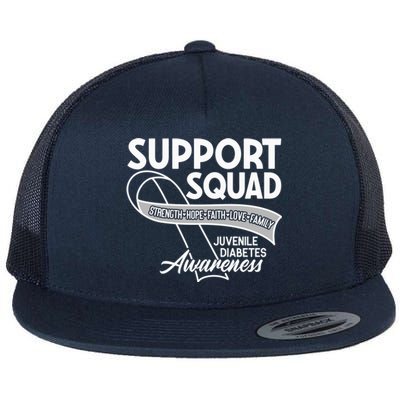 Support Awareness Squad I Juvenile T1D Type 1 Diabetes Flat Bill Trucker Hat