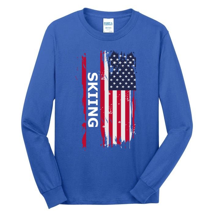 Skiing And Skiers Usa Gift Tall Long Sleeve T-Shirt