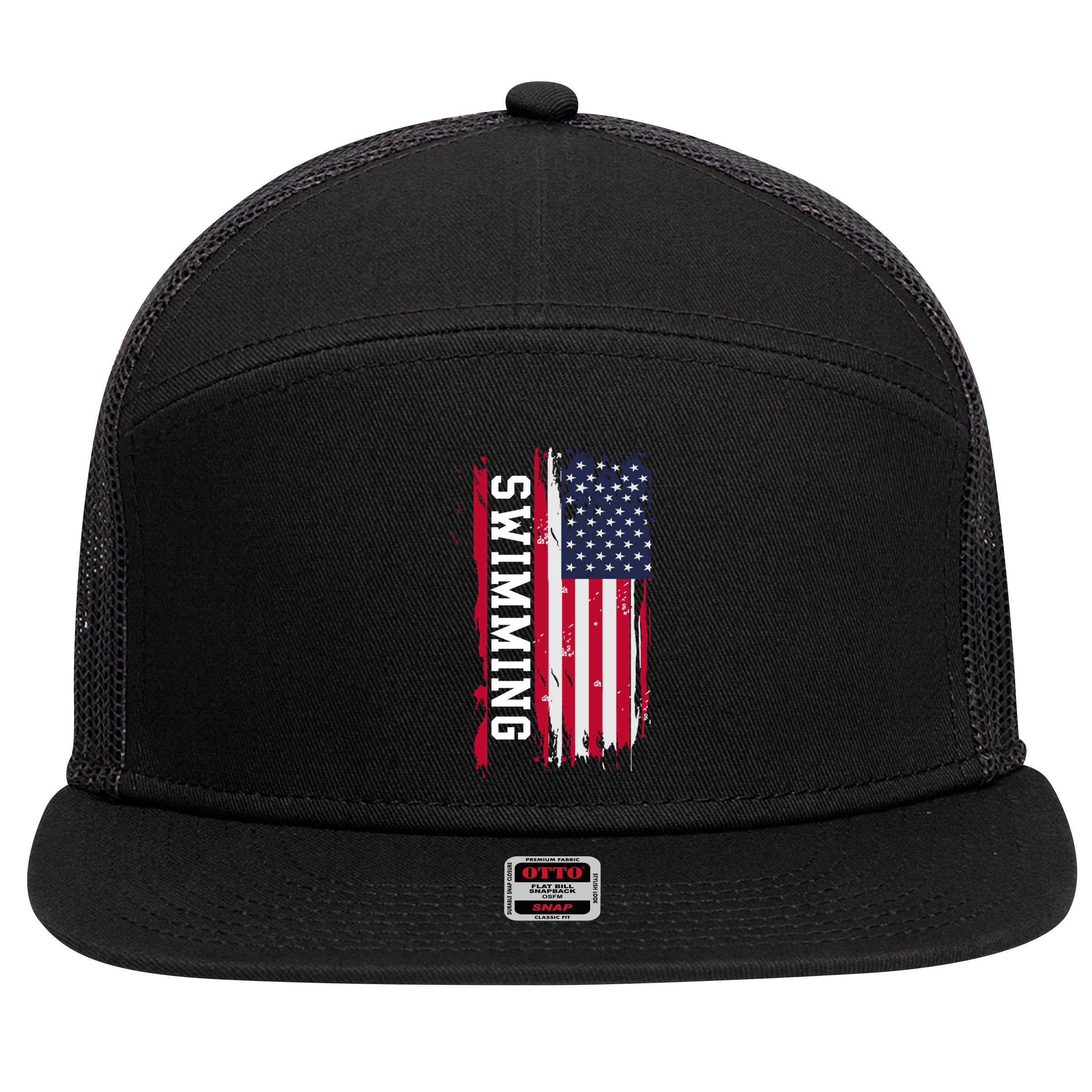 Swimming And Swimmers Gift 7 Panel Mesh Trucker Snapback Hat