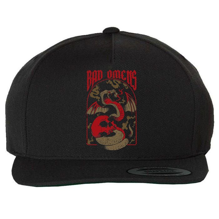 Snake And Skull Wool Snapback Cap