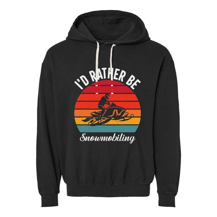 Snowmobile Art Snow Mobile Snowmobiling Garment-Dyed Fleece Hoodie