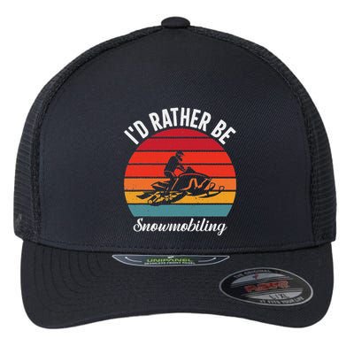 Snowmobile Art Snow Mobile Snowmobiling Flexfit Unipanel Trucker Cap