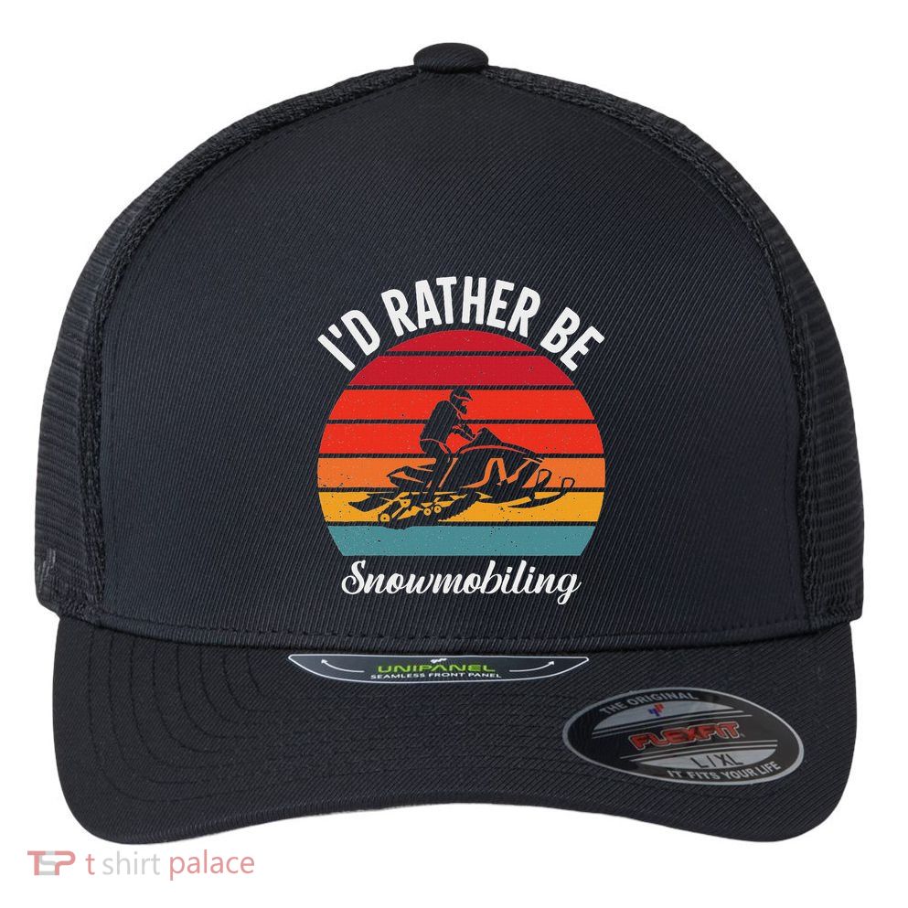 Snowmobile Art Snow Mobile Snowmobiling Flexfit Unipanel Trucker Cap