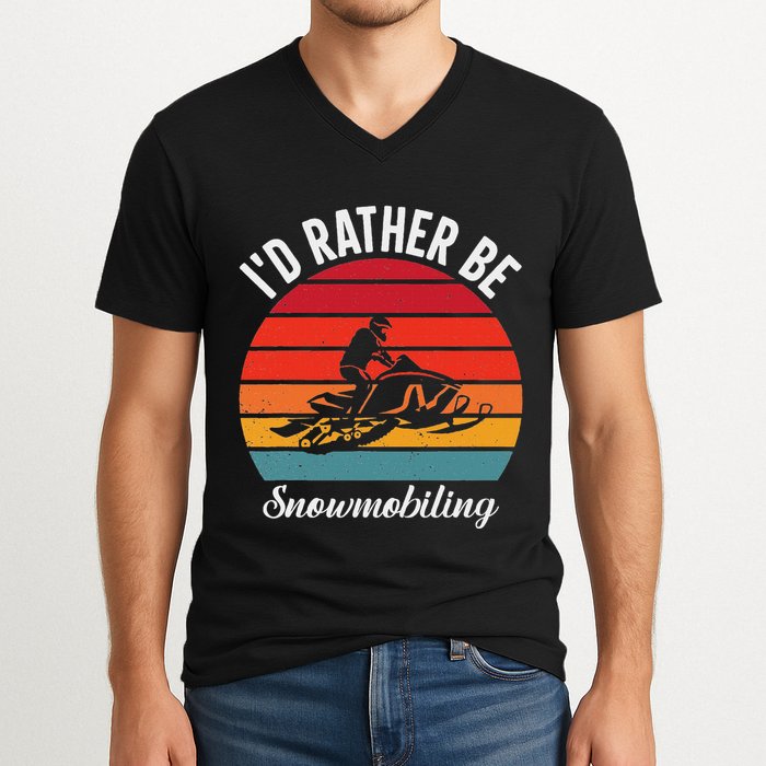 Snowmobile Art Snow Mobile Snowmobiling V-Neck T-Shirt