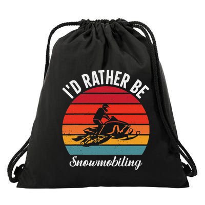 Snowmobile Art Snow Mobile Snowmobiling Drawstring Bag
