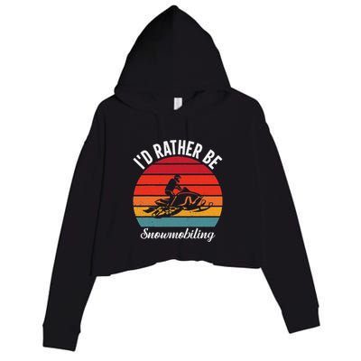Snowmobile Art Snow Mobile Snowmobiling Crop Fleece Hoodie
