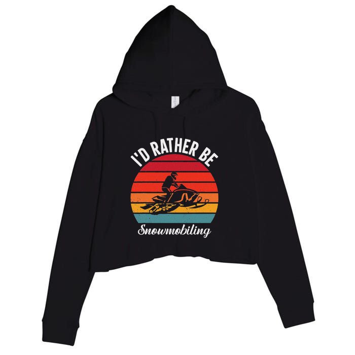Snowmobile Art Snow Mobile Snowmobiling Crop Fleece Hoodie