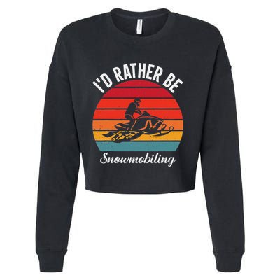 Snowmobile Art Snow Mobile Snowmobiling Cropped Pullover Crew