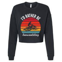 Snowmobile Art Snow Mobile Snowmobiling Cropped Pullover Crew