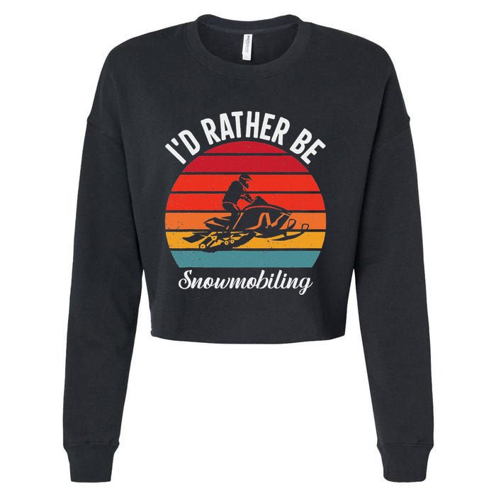 Snowmobile Art Snow Mobile Snowmobiling Cropped Pullover Crew