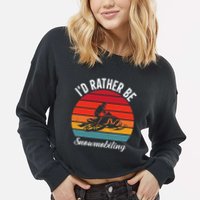 Snowmobile Art Snow Mobile Snowmobiling Cropped Pullover Crew