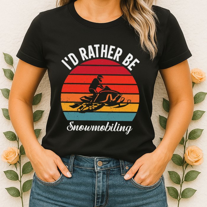 Snowmobile Art Snow Mobile Snowmobiling Womens T-Shirt