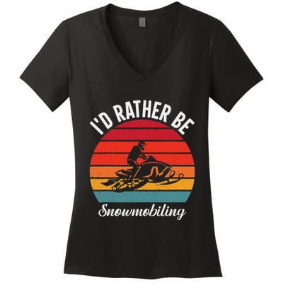 Snowmobile Art Snow Mobile Snowmobiling Women's V-Neck T-Shirt