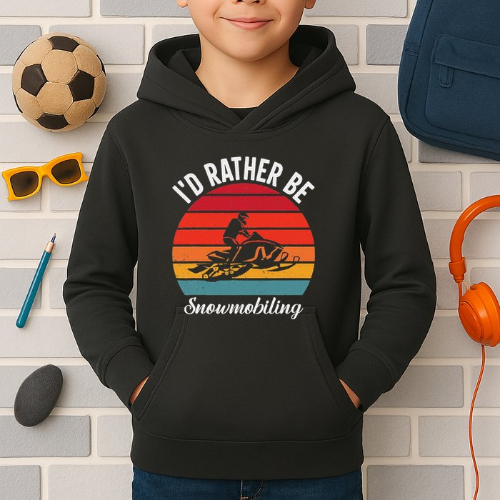 Snowmobile Art Snow Mobile Snowmobiling Kids Hoodie