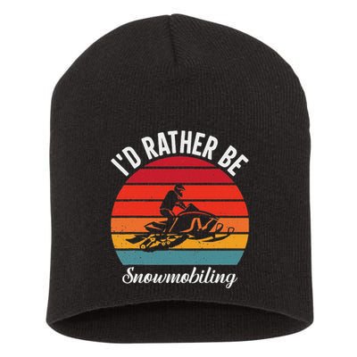 Snowmobile Art Snow Mobile Snowmobiling Short Acrylic Beanie
