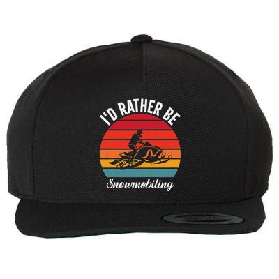 Snowmobile Art Snow Mobile Snowmobiling Wool Snapback Cap