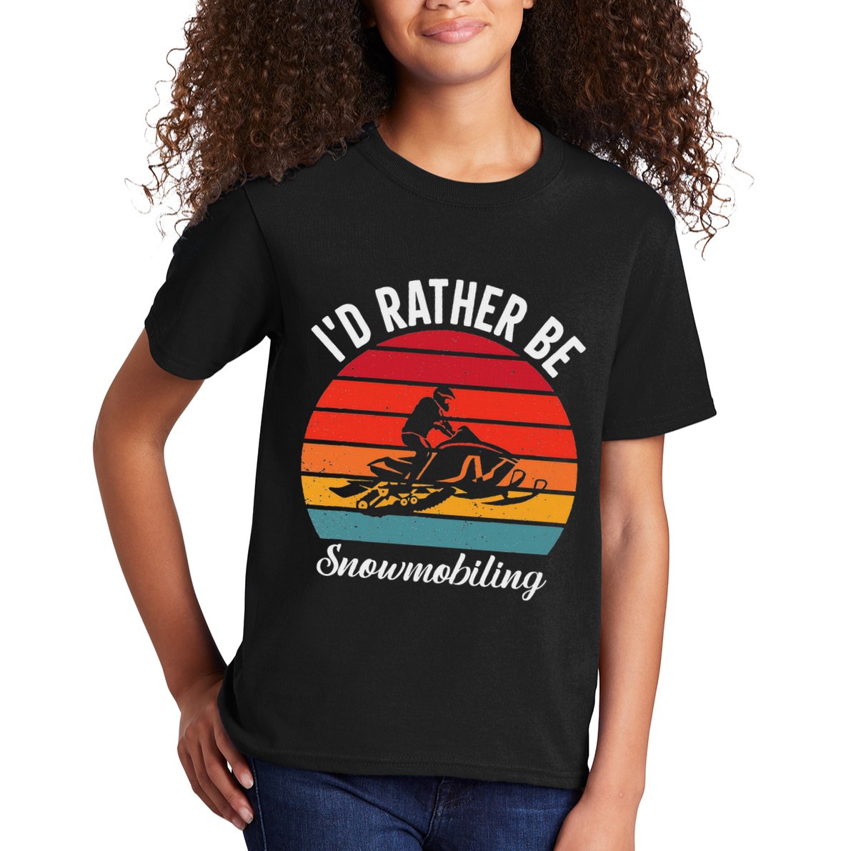 Snowmobile Art Snow Mobile Snowmobiling Kids T-Shirt