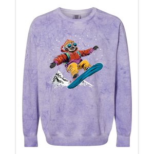 Snowboarding Animals Sloth On A Snowboard Snowboarding Gift Colorblast Crewneck Sweatshirt