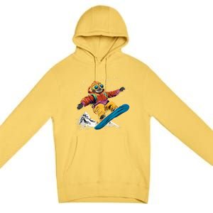 Snowboarding Animals Sloth On A Snowboard Snowboarding Gift Premium Pullover Hoodie