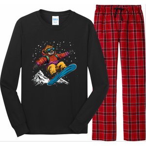 Snowboarding Animals Sloth On A Snowboard Snowboarding Gift Long Sleeve Pajama Set