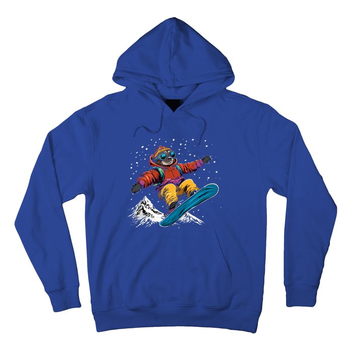 Snowboarding Animals Sloth On A Snowboard Snowboarding Gift Hoodie