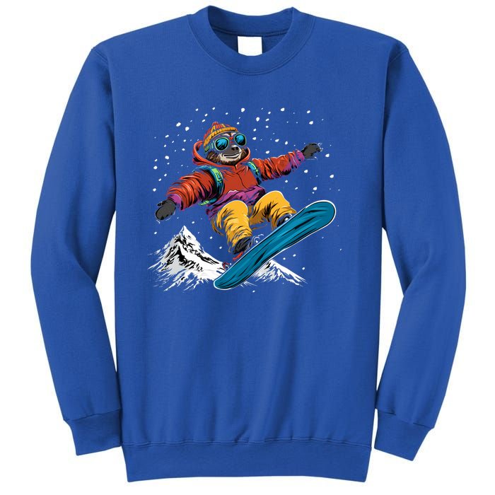 Snowboarding Animals Sloth On A Snowboard Snowboarding Gift Sweatshirt