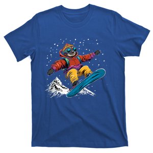 Snowboarding Animals Sloth On A Snowboard Snowboarding Gift T-Shirt