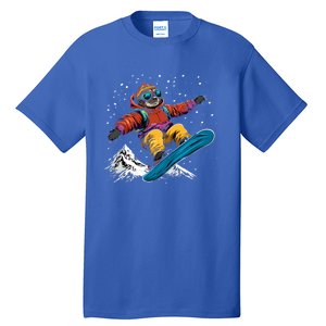 Snowboarding Animals Sloth On A Snowboard Snowboarding Gift Tall T-Shirt