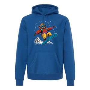 Snowboarding Animals Sloth On A Snowboard Snowboarding Gift Premium Hoodie