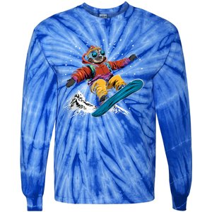 Snowboarding Animals Sloth On A Snowboard Snowboarding Gift Tie-Dye Long Sleeve Shirt