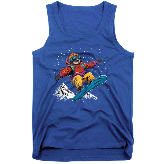 Snowboarding Animals Sloth On A Snowboard Snowboarding Gift Tank Top