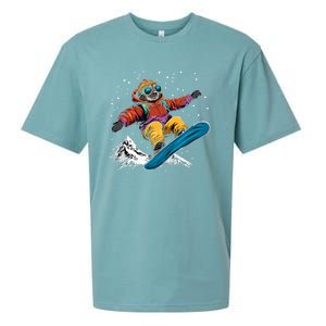 Snowboarding Animals Sloth On A Snowboard Snowboarding Gift Sueded Cloud Jersey T-Shirt