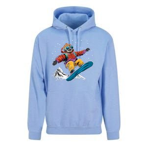 Snowboarding Animals Sloth On A Snowboard Snowboarding Gift Unisex Surf Hoodie