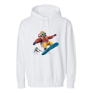 Snowboarding Animals Sloth On A Snowboard Snowboarding Gift Garment-Dyed Fleece Hoodie