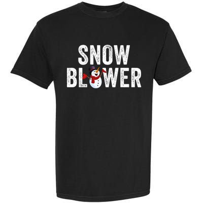 Snowman And Snow Blower Couples Matching Christmas Costume Rude Couples Xmas Garment-Dyed Heavyweight T-Shirt
