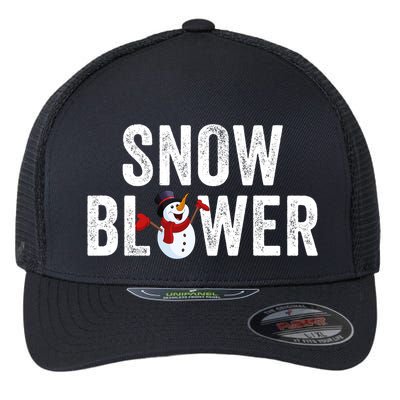Snowman And Snow Blower Couples Matching Christmas Costume Rude Couples Xmas Flexfit Unipanel Trucker Cap