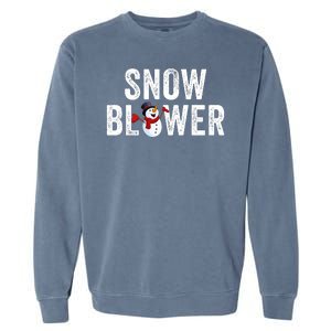 Snowman And Snow Blower Couples Matching Christmas Costume Rude Couples Xmas Garment-Dyed Sweatshirt