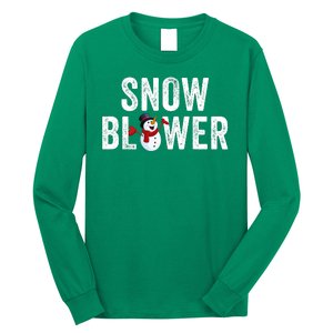 Snowman And Snow Blower Couples Matching Christmas Costume Rude Couples Xmas Long Sleeve Shirt