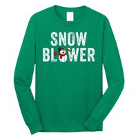 Snowman And Snow Blower Couples Matching Christmas Costume Rude Couples Xmas Long Sleeve Shirt