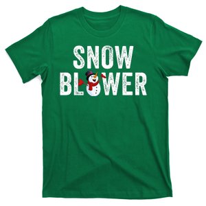 Snowman And Snow Blower Couples Matching Christmas Costume Rude Couples Xmas T-Shirt