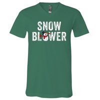 Snowman And Snow Blower Couples Matching Christmas Costume Rude Couples Xmas V-Neck T-Shirt