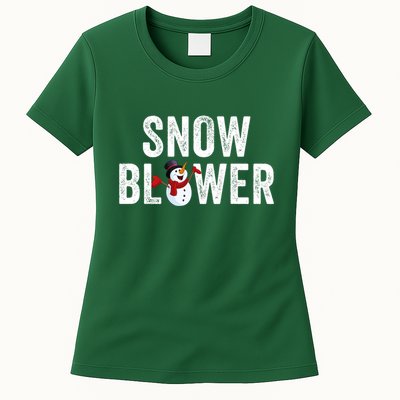 Snowman And Snow Blower Couples Matching Christmas Costume Rude Couples Xmas Womens T-Shirt