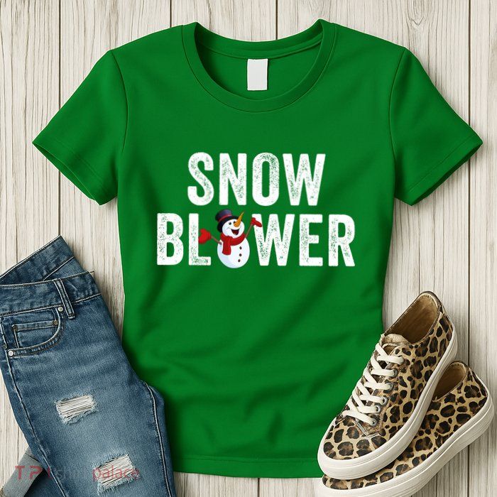 Snowman And Snow Blower Couples Matching Christmas Costume Rude Couples Xmas Womens T-Shirt