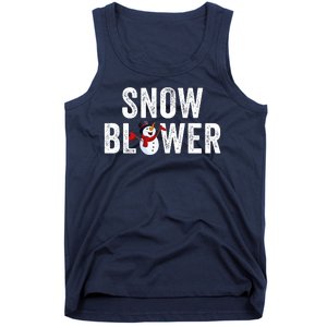 Snowman And Snow Blower Couples Matching Christmas Costume Rude Couples Xmas Tank Top