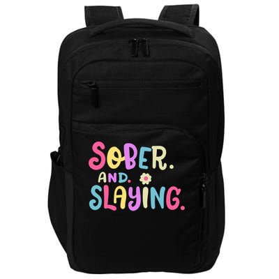 Sober And Slaying Sobriety Anniversary Recovery Impact Tech Backpack