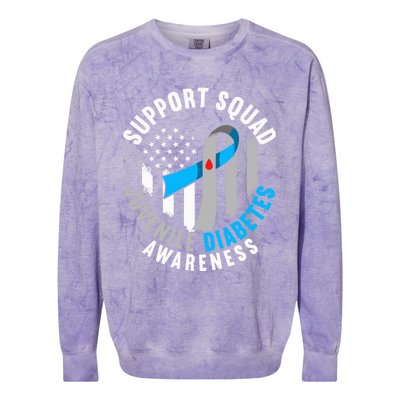 Support Awareness Squad I Juvenile T1D Type 1 Diabetes Colorblast Crewneck Sweatshirt