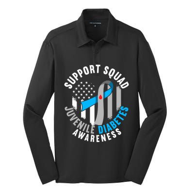 Support Awareness Squad I Juvenile T1D Type 1 Diabetes Silk Touch Performance Long Sleeve Polo