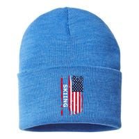 Skiing And Skiers Usa Gift Sustainable Knit Beanie