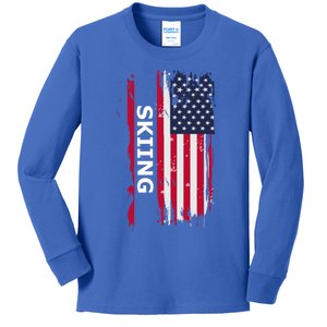 Skiing And Skiers Usa Gift Kids Long Sleeve Shirt