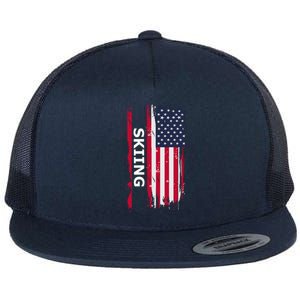 Skiing And Skiers Usa Gift Flat Bill Trucker Hat